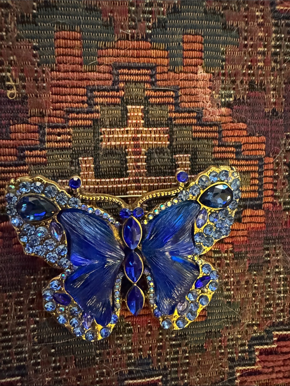 Aratta Silent Journey Blue Crystal Butterfly Brooch Nwot View 6